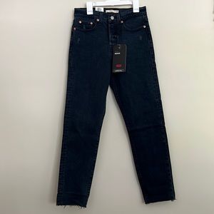 Levi's Wedgie Icon High Rise Jeans Black and Blue Denim 90s 80s Waist Mom